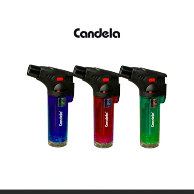 Soplete Candela a gas butano con llama azul, portátil y recargable, ideal para repostería y acabado de piezas 3D.
